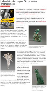 ArtPassions, La Fondation Gandur pour l'Art partenaire d'Archéonimaux, 02.10.17