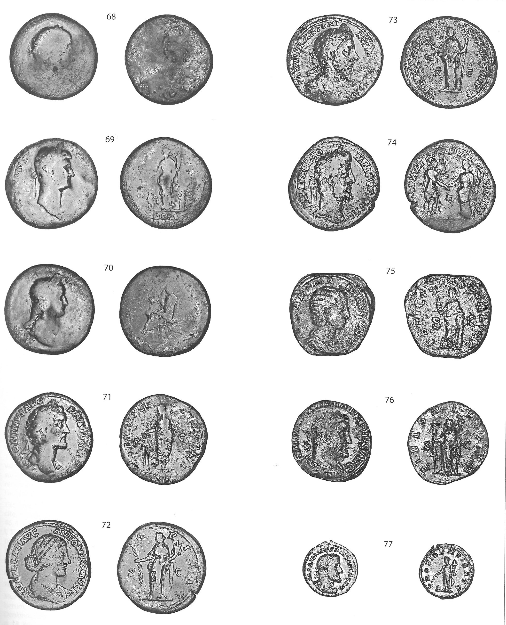 Antiquité romaine (Ier au IIIème siècle) - Trésor monétaire découvert dans la villa, Villa romaine du Prieuré Pully, Période romaine, Ier-IIIe siècle. Source : MAY CASTELLA C. (dir.), La villa romaine du Prieuré à Pully et ses peintures murales, Lausanne : Cahiers d’archéologie romande, 2013, p. 279, fig. 343.